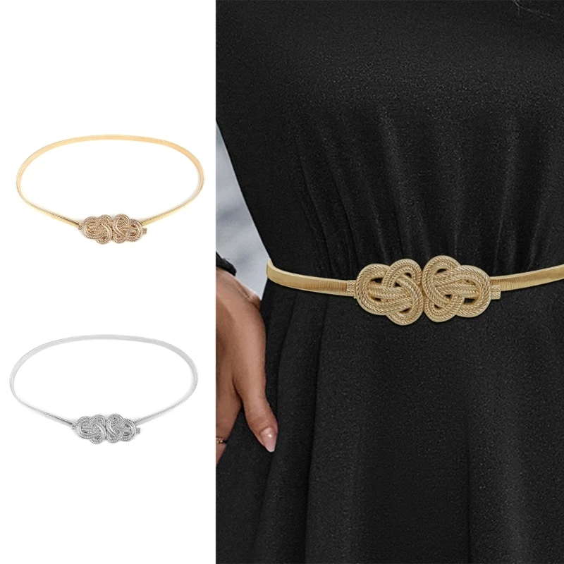 

Delicate Knot Button Spring Belt Women Skinny Coat Dress Belt Thin Waistband Shinning Slimming Waist Adjustable Belt