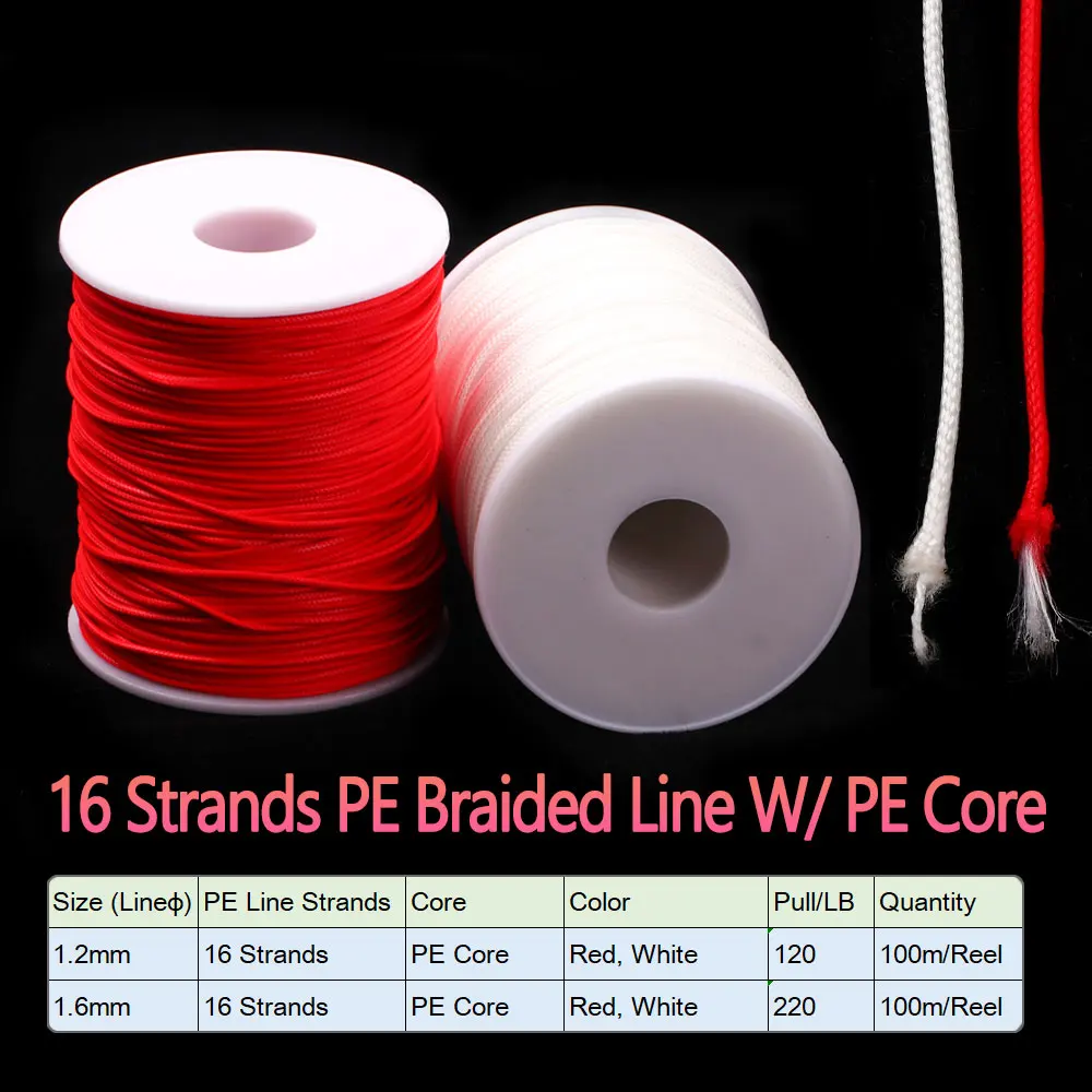100 meters 8 /16 strands PE Braided Fishing Line High Strength Sea Fishing Jig Assist Hook Rigging Diving Spear Rope