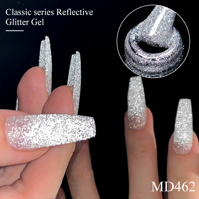 8ml Rot Schwarz Gold Silber Reflektierender Nagel-Gel-Lack Funkelnder Glänzender Glitter Rosa Rot Nagelbedarf Semi-Permanent Gel-Lack – Detail 10
