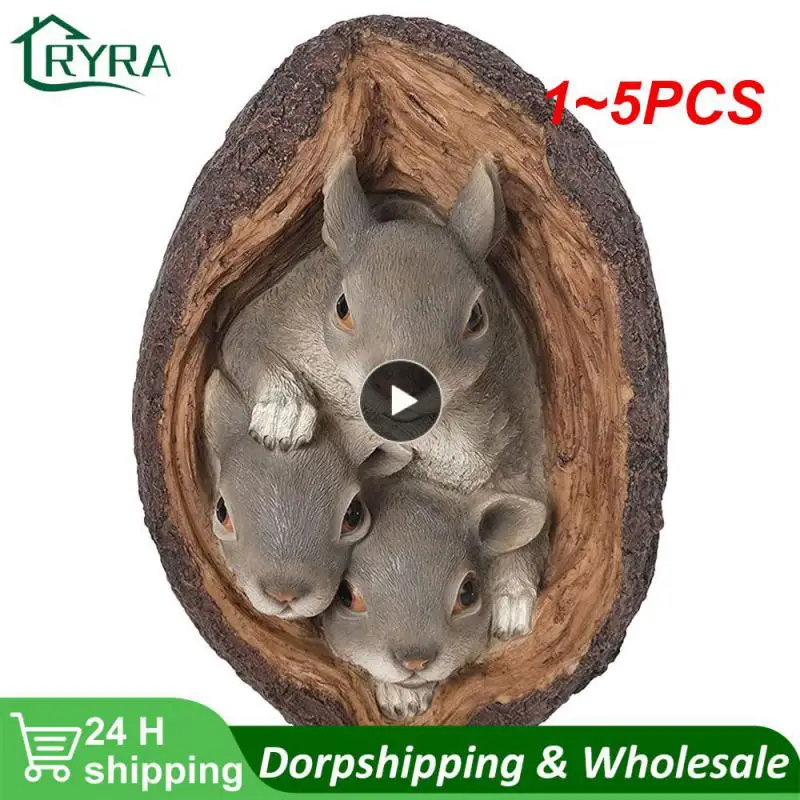 

1~5PCS Resin Squirrel Garden Statue Tree Hole Statues Gift Outdoor Courtyard Coffee Shop Ornaments Sculpture Art Decoration