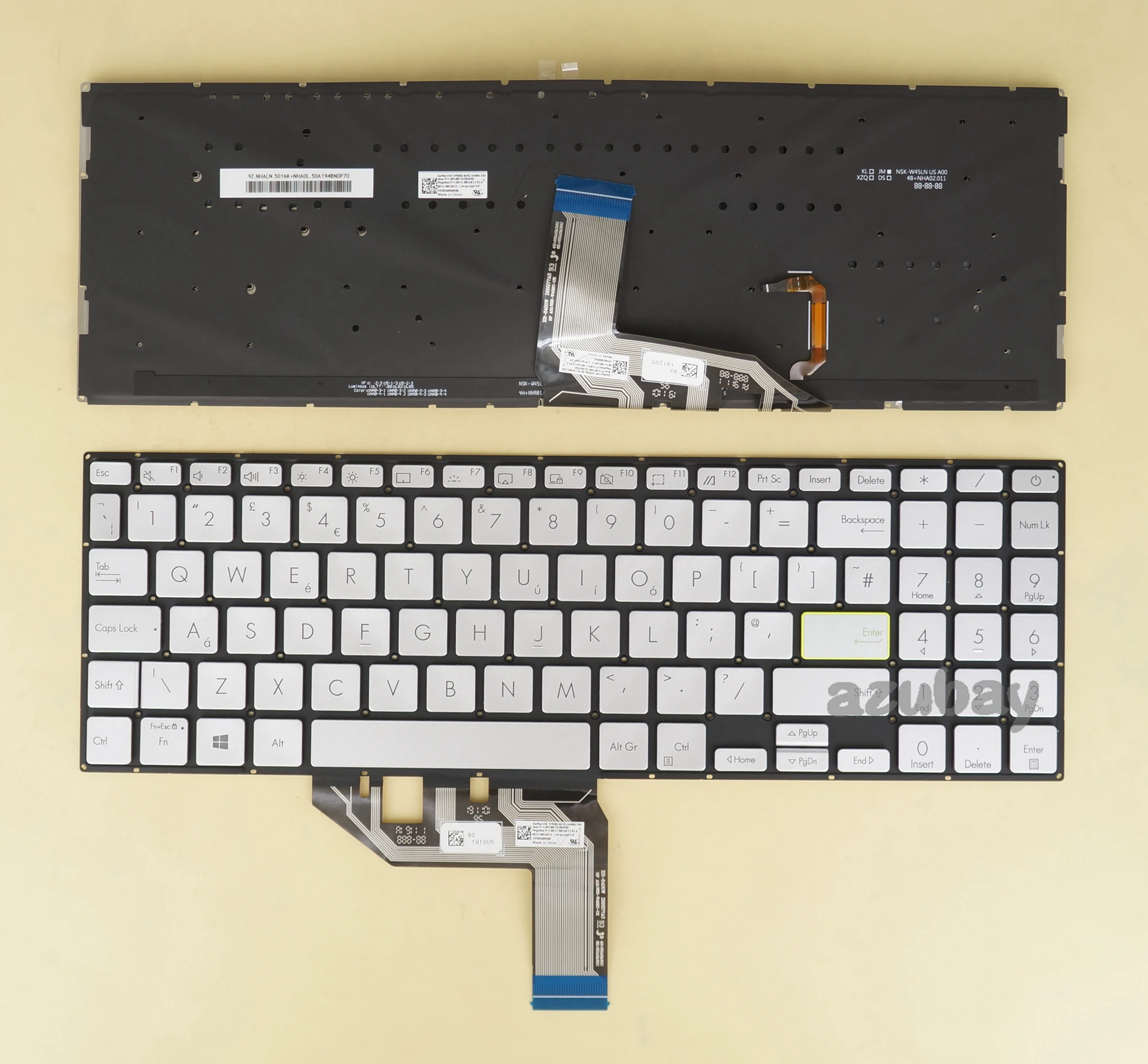 Английская клавиатура для Asus Vivobook 15 X513 NSK-W45BU 0U 9z. Nhabu.s0u 0KNB0-562BUK00 0KN1-BB1UK13 серебристая