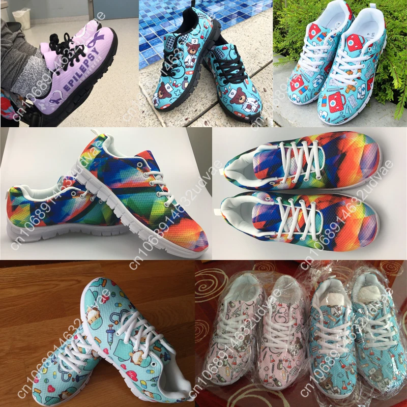 Women Flats Shoes Casual Sneakers Marshall Island Kwajalein Flag Football Print Mesh Lace-up Walking Shoe For Ladies