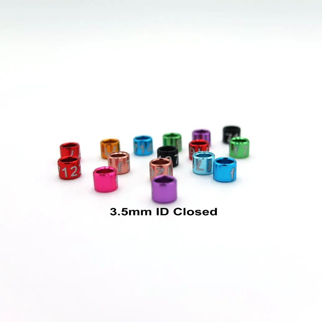 Aluminum Bird Leg Bands Closed Non-Custom Random-Character Color Mixture 3.5mm 25Pcs Lot