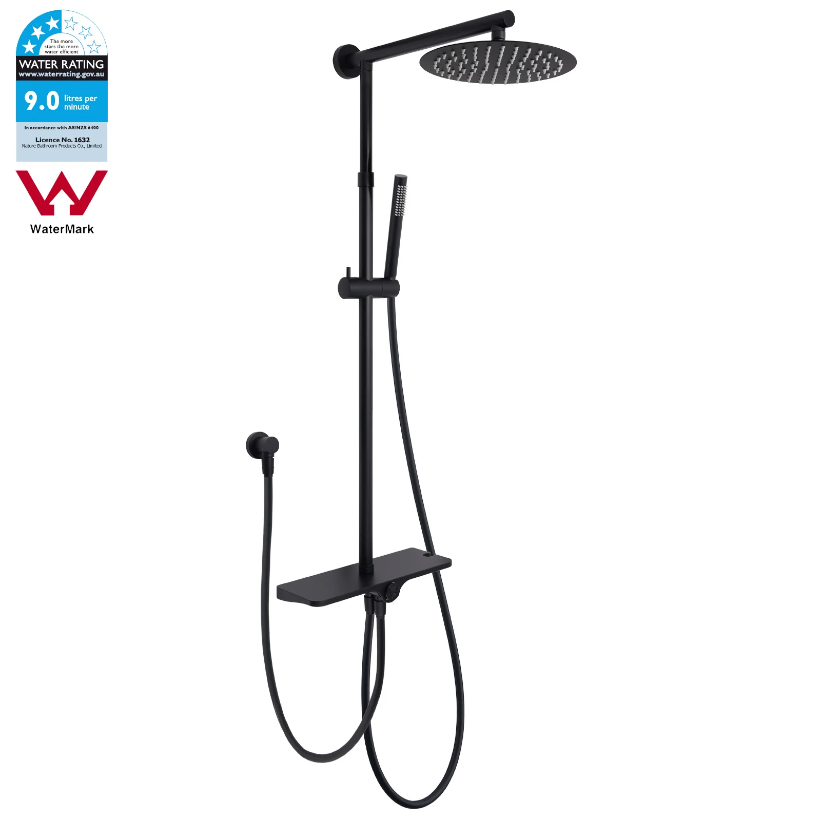 **Sydney Stock** KYLINS 2 In 1 Shower Set Round 8/10/12'' Rain Shower Head Sliding Rail Diverter DIY Matt Black WELS WaterMark