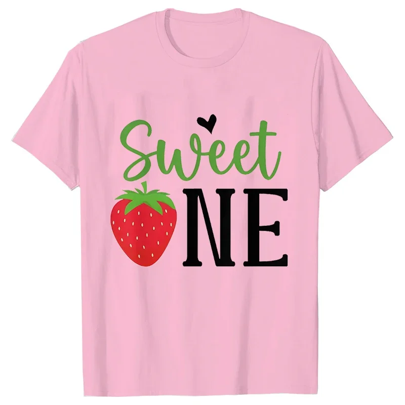 Sweet One Strawberry Birthday Party T-shirt Casual Top T Shirt Family Matching Girls 1st Birthday Graphic Adult Kids Tee T-Shirt 3
