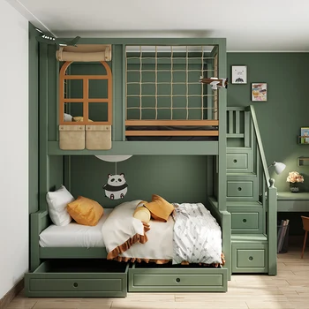 모던 맞춤형 마스터 침대 침실 더블 하이 스토리지 럭셔리 디자인 침대, 목재 이층침대, Muebles 파라 기숙사, 북유럽 가구