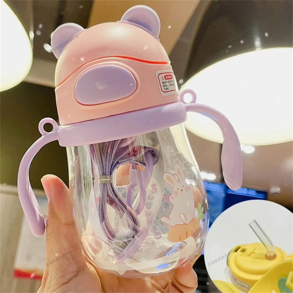 1Pcs Baby Feeding Bottle with Straw Learning Drinking Water Bottle Anti-choking Shatter-resistant Children's Drinking Water Cup