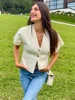 Fashion Knitted Vest Top for Women Short Sleeve V-neck Buttons Loose White Waistcoat Cardigan Female 2024 Autumn New in Outwears 2