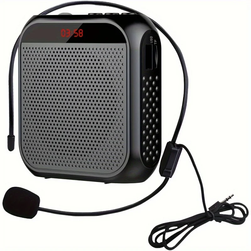 Portable Voice Amplifier With Wired Microphone Headset, USB Rechargeable PA System Speaker Personal Microphone Speech Amplifier