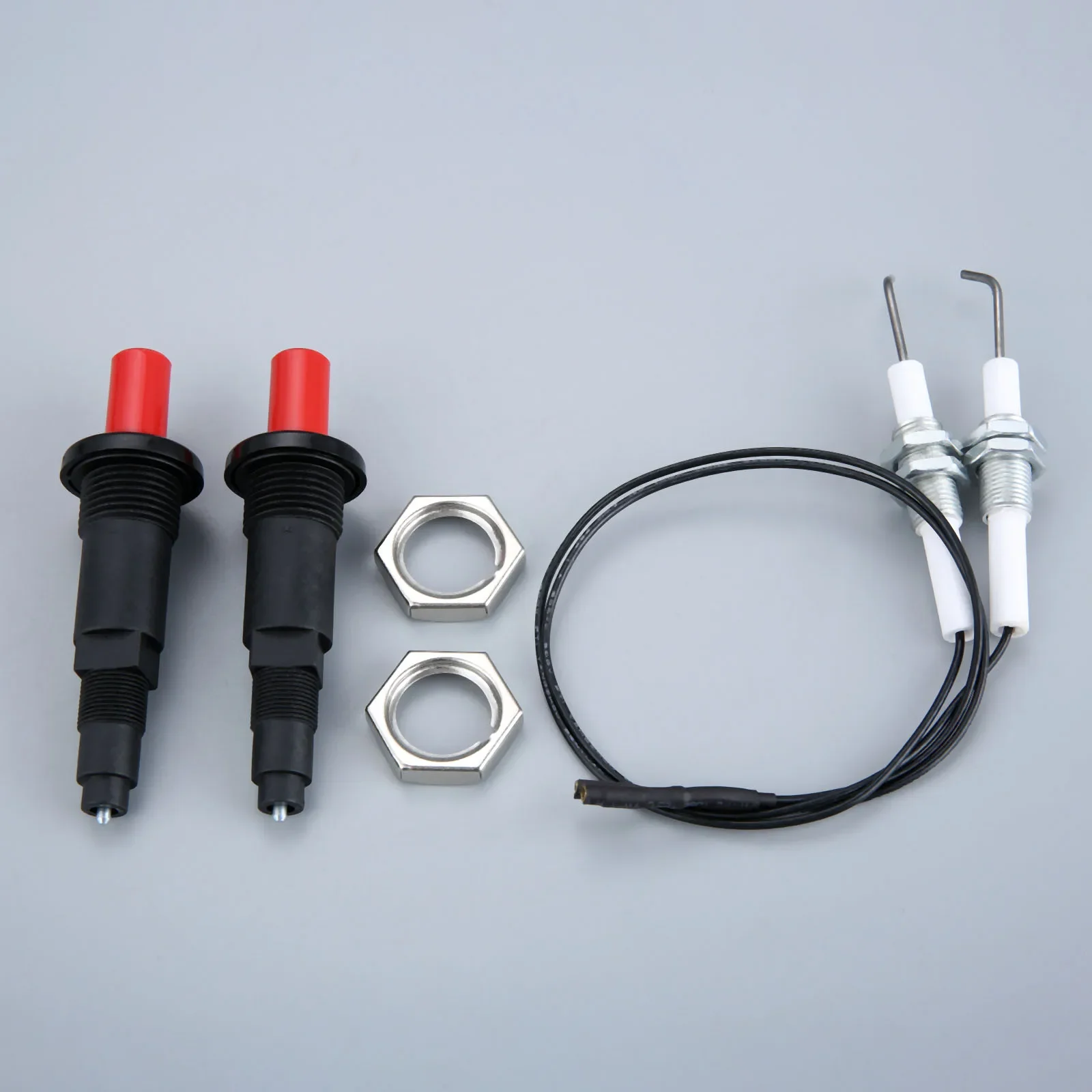 BTFO 2 Pezzi Kit di Accenditore Piezoelettrico a Pulsante per Propano, Elettrodo Ceramico e Filo Lungo Accenditore Scintilla di Ricambio per Forno Camino Grill a Gas Stufa