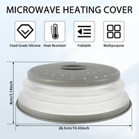 Couvercle anti-éclaboussures pliable pour micro-ondes 10,5 pouces avec poignée, couvercle de plaque pour micro-ondes, protection anti-éclaboussures pour chauffage au micro-ondes 2