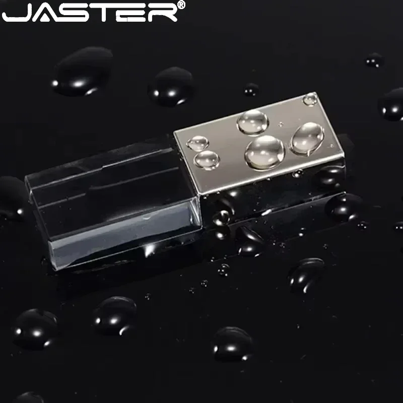 JASTER 크리스탈 USB 스틱 3D 인쇄 무료 커스텀 로고, USB 플래시 펜 드라이브, 투명 유리 펜 드라이브 선물, 8GB, 16 GB, 32GB, 64GB