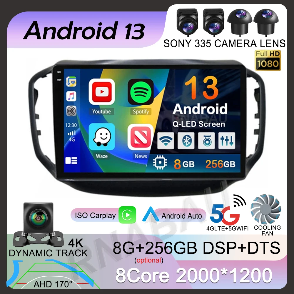 

Android 13 Carplay Auto Car Radio For Chery Tiggo 5 2014 2015 - 2019 2020 GPS Multimedia Player Stereo WIFI+4G 360 Camera DSP BT