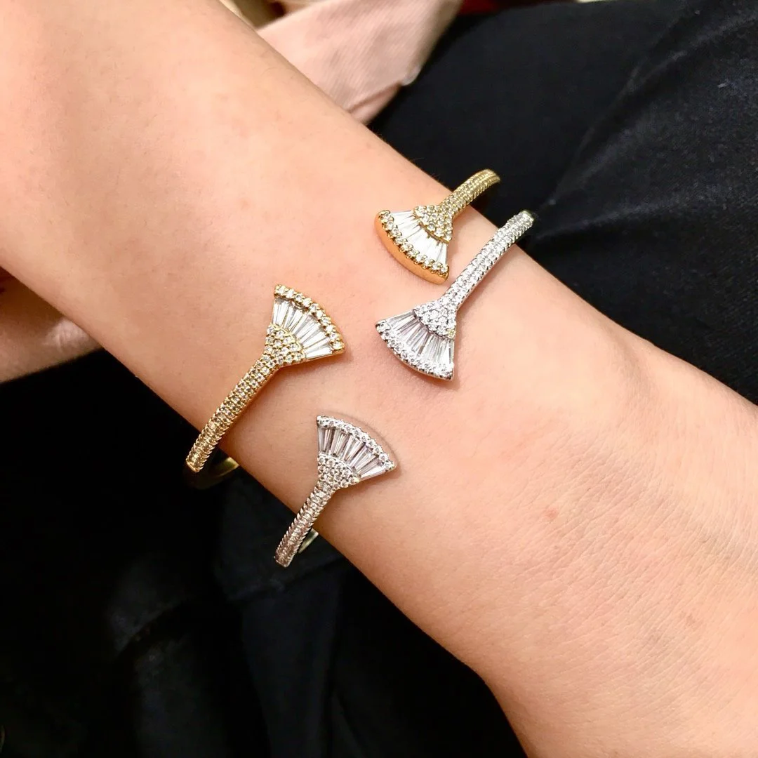 2022 Hot Trend Brand Fan Ladder Square Drill Small Skirt Open Bracelet Gold Rose Gold SilverEveryday Wear, Party, Birthday