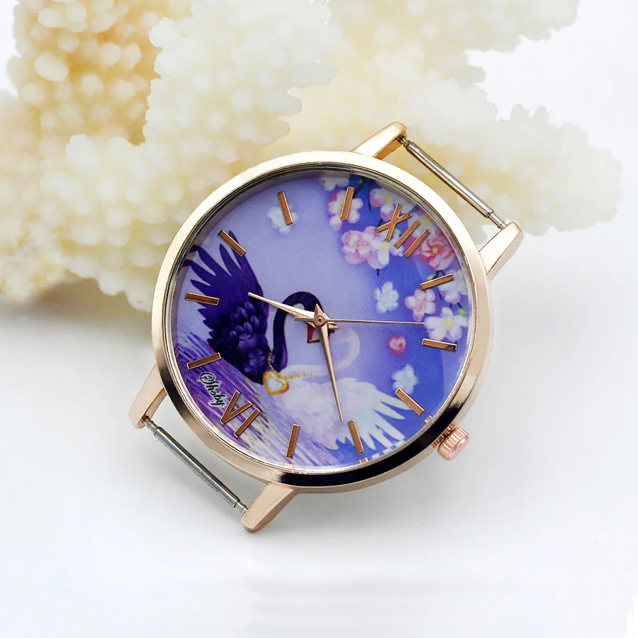 Shsby Diy Personality Watch Header Rose Gold Flower,Panda, Rabbit, Peacock, Phoenix Head Watch Accessories 96~106