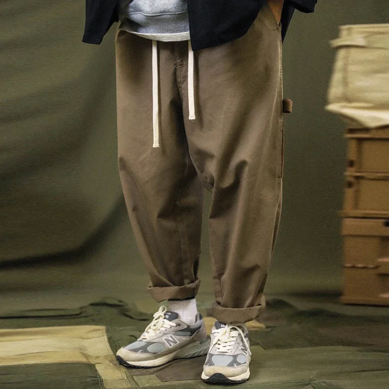 TDFR Patchwork Cargo Pants Men Corduroy Contrast Stitch Trousers Mens Streetwear Loose Casual Pants
