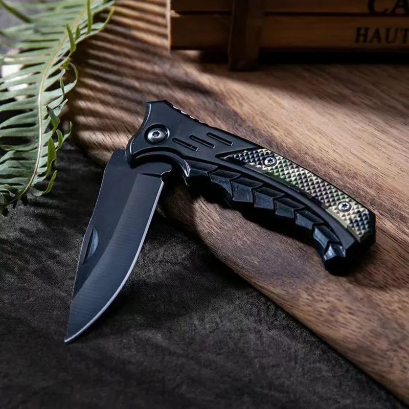 Outdoor non-slip stainless steel folding camping knife sharp high hardness portable fruit