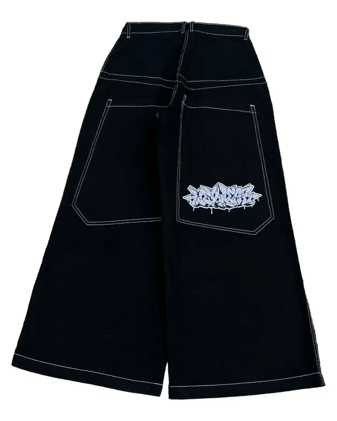 Y2k Baggy New Wexwear Stripes Black Pants Embroidered Jeans Streetwear Men Harajuku Hip Hop Women High Waist Wide Trouser 2
