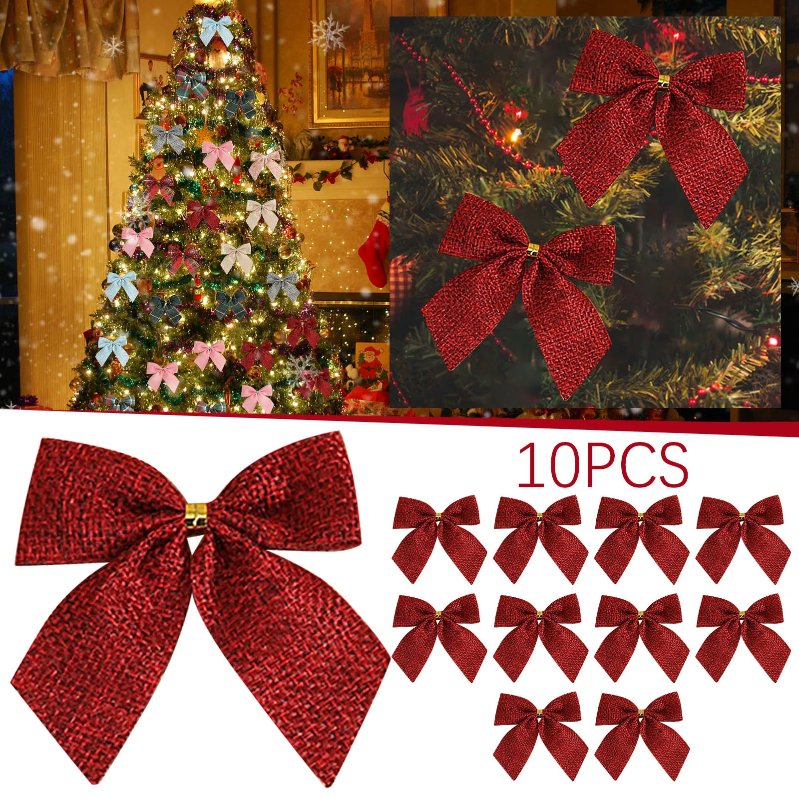 thumbnail image 1 of Liquidaciones navideñas 10 piezas Lazos de varios estilos Lazos de tela Accesorios para árboles Decoración Fiesta Banderas de fiesta 3x5, 1 of 5