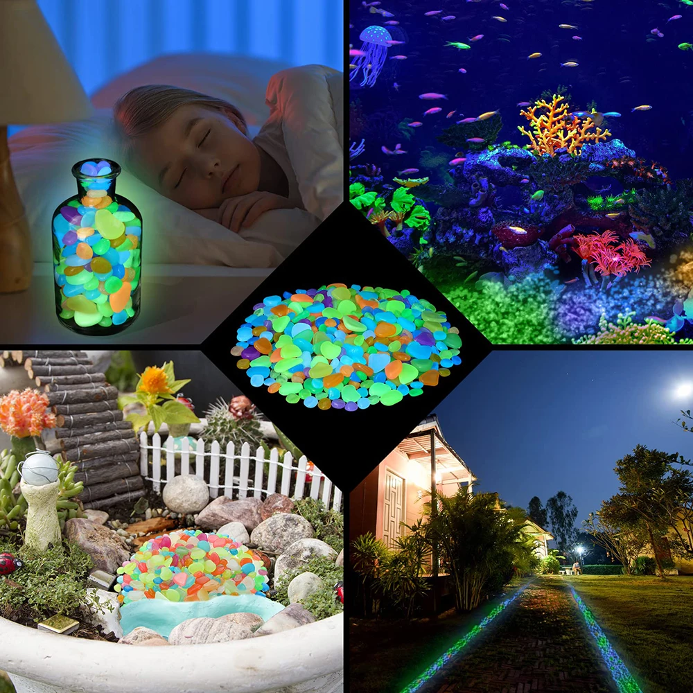 Luminous Stones Glow in The Dark Garden Pebbles Rocks For Home Outdoor Walkways Garden Path Patio Lawn Yard Fish Tank 200/50pcs