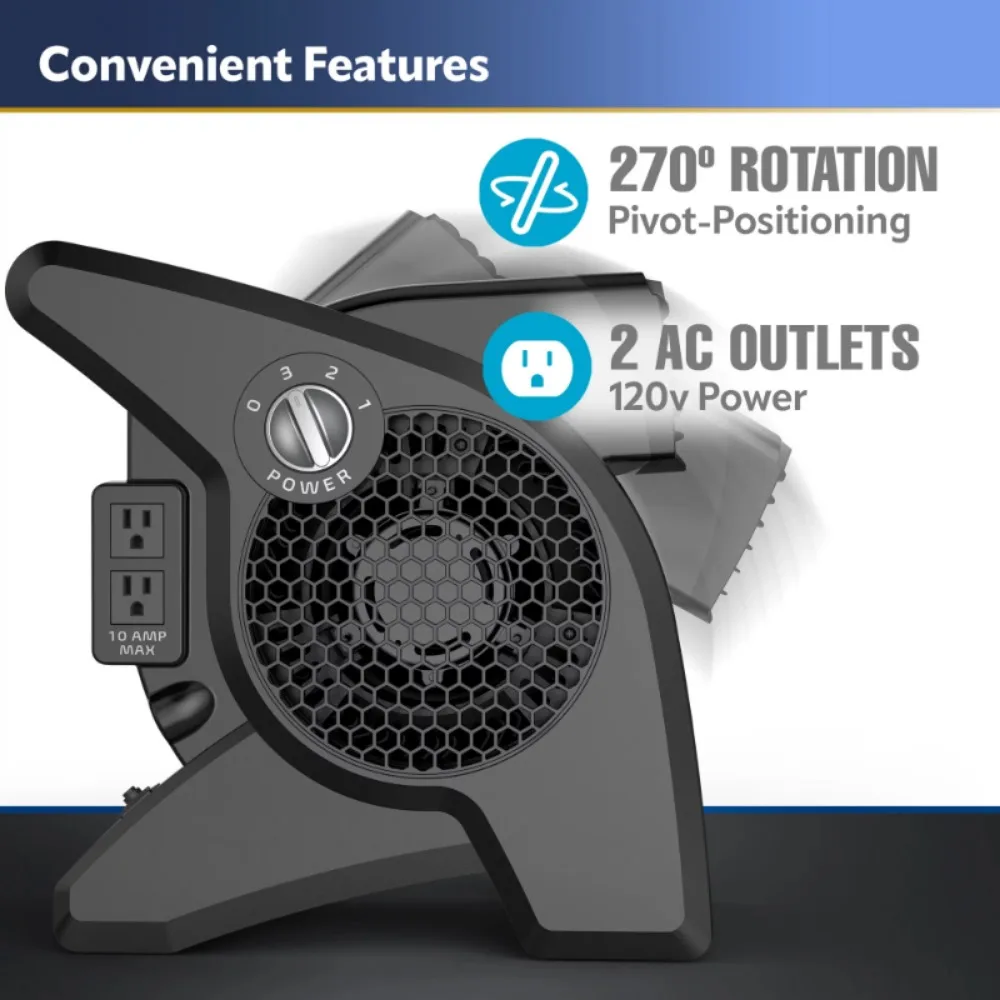 Lasko Pro Performance Pivoting High Velocity Utility Blower Fan with 3  Speeds Black Powerful High Speed Cooling Appliances