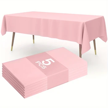 Solid Pink Plastic Tablecloth 1