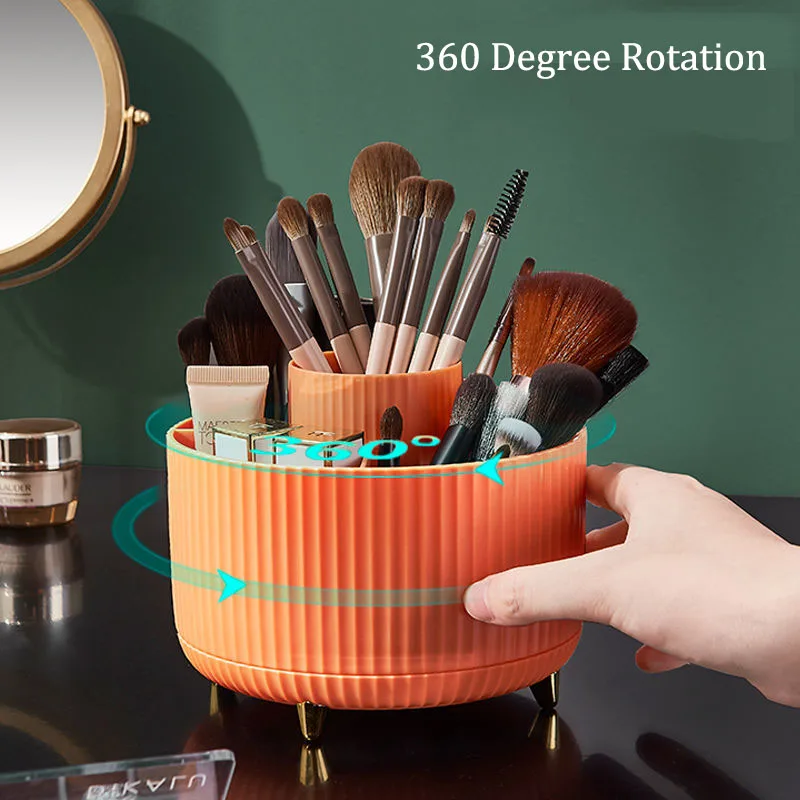 

Rotating Desktop Makeup Brushes Organizer Cosmetic Storage Box Portable Lipstick Eyeliner Holder Skincare Pen Organizer Stand