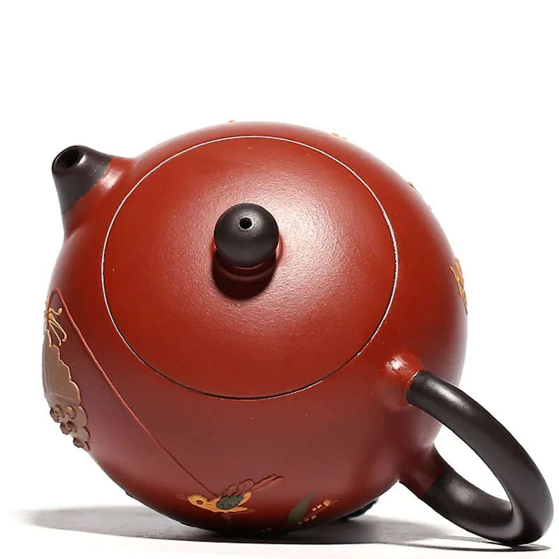Chinese Style Double Color Xishi Teapot, Purple Clay Raw ore Dahongpao, Kung Fu Household, Pure Handmade, 200ML, Tea Pots, 1Pc