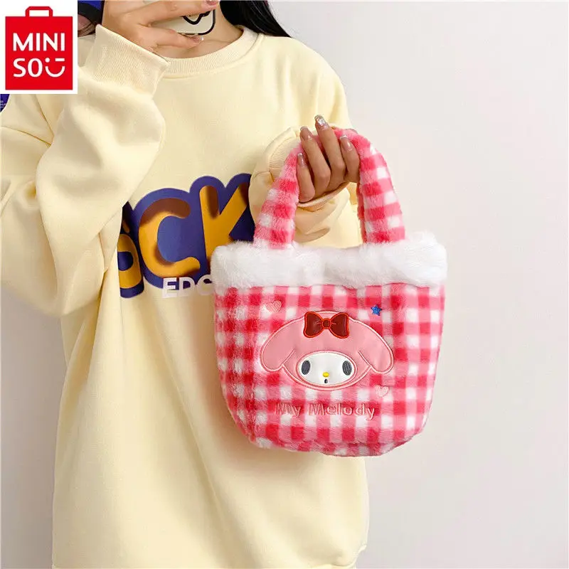 

MINISO Sanrio мультфильм Kuromi плюшевая женская новая клетчатая осенне-зимняя сумка