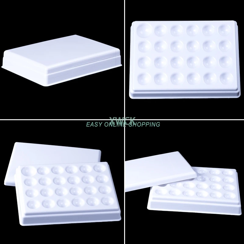 

24 Slots Dental Lab Porcelain Mixing Watering Plate Wet Tray plastic plate with plastic cover for glaze