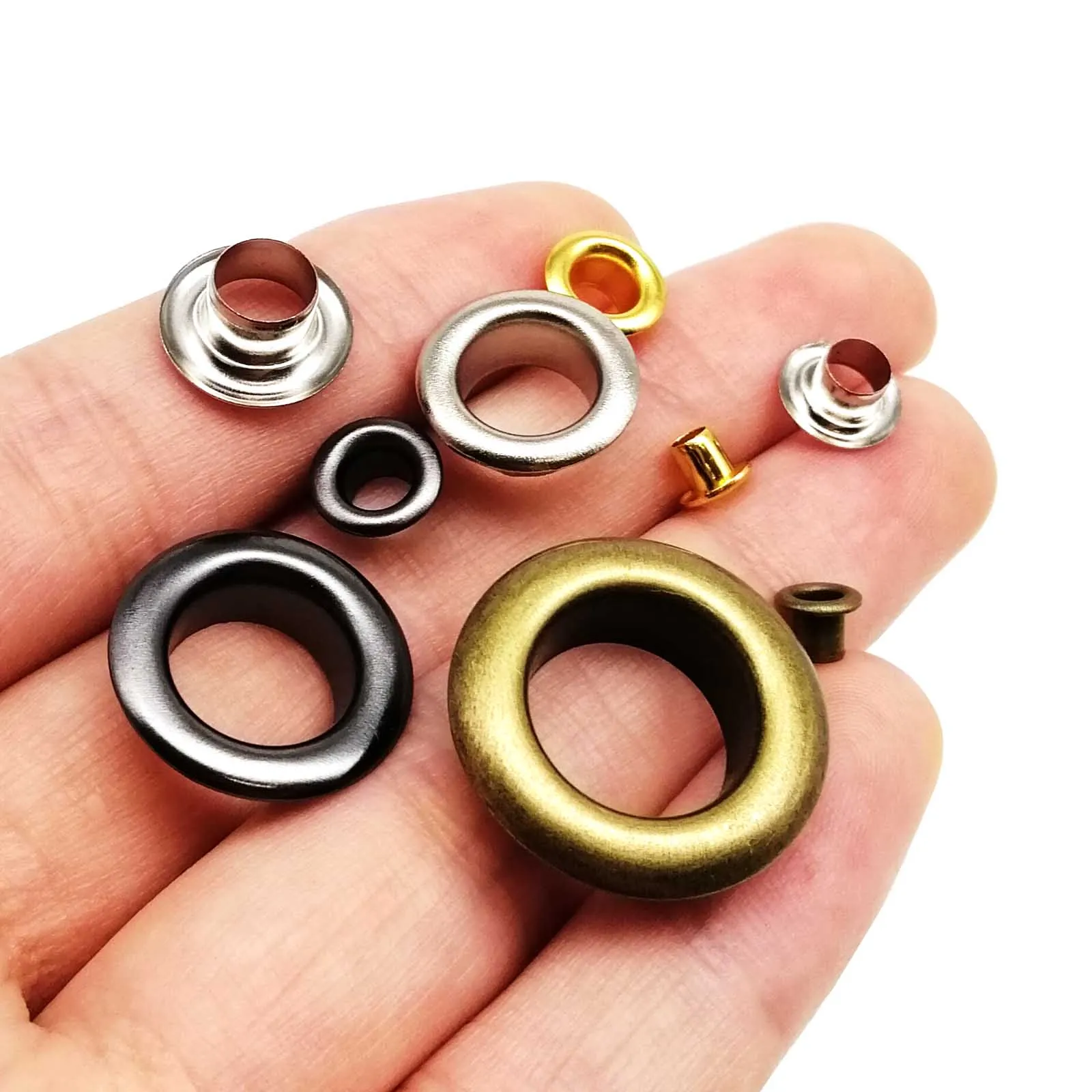 50sets 2.5mm to 12mm Eyelet With Washer Grommet Ring Air Hole Rivet For Leather Bag Shoes Belt Cap Clothes 4 Color metal rivets belt strap rivets copper rivets stainless steel grommets leather rivets