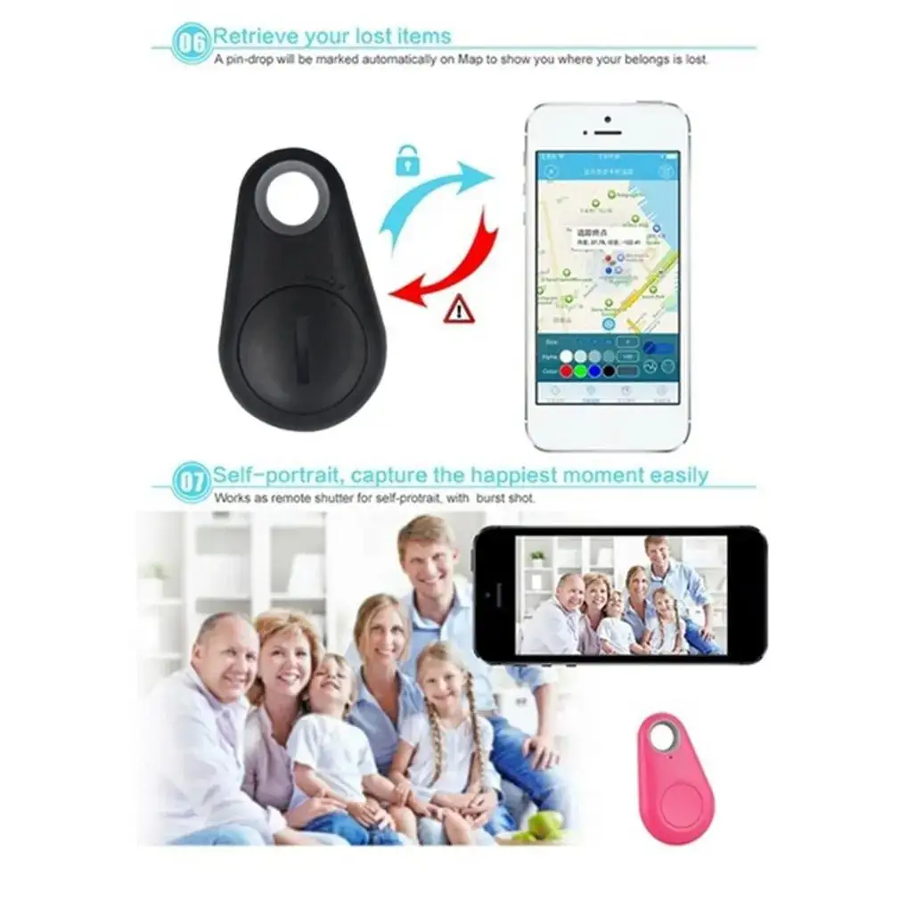 1-5pcs GPS Tracker Mini Fashion Smart Pets Anti Lost Alarm Wireless Child Bag Key Finder Locator Reminder Selfie Shutter Control