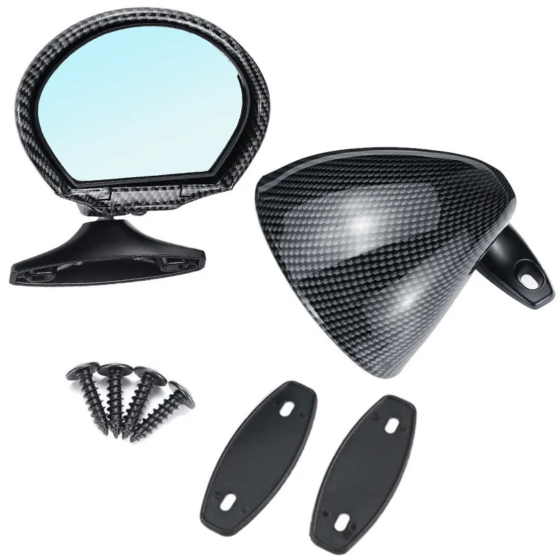 

1Pair Universal ABS Carbon Fiber Look Universal Car Retro Door Wing Side Mirror Rearview Vintage Left Right