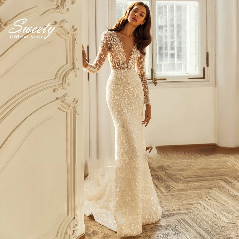 Luxury Detachable 2 In 1 Wedding Dress Embroidered Lace On Net With Train V-neck Sleeveless Vintage Bride Gowns Vestido De Novia