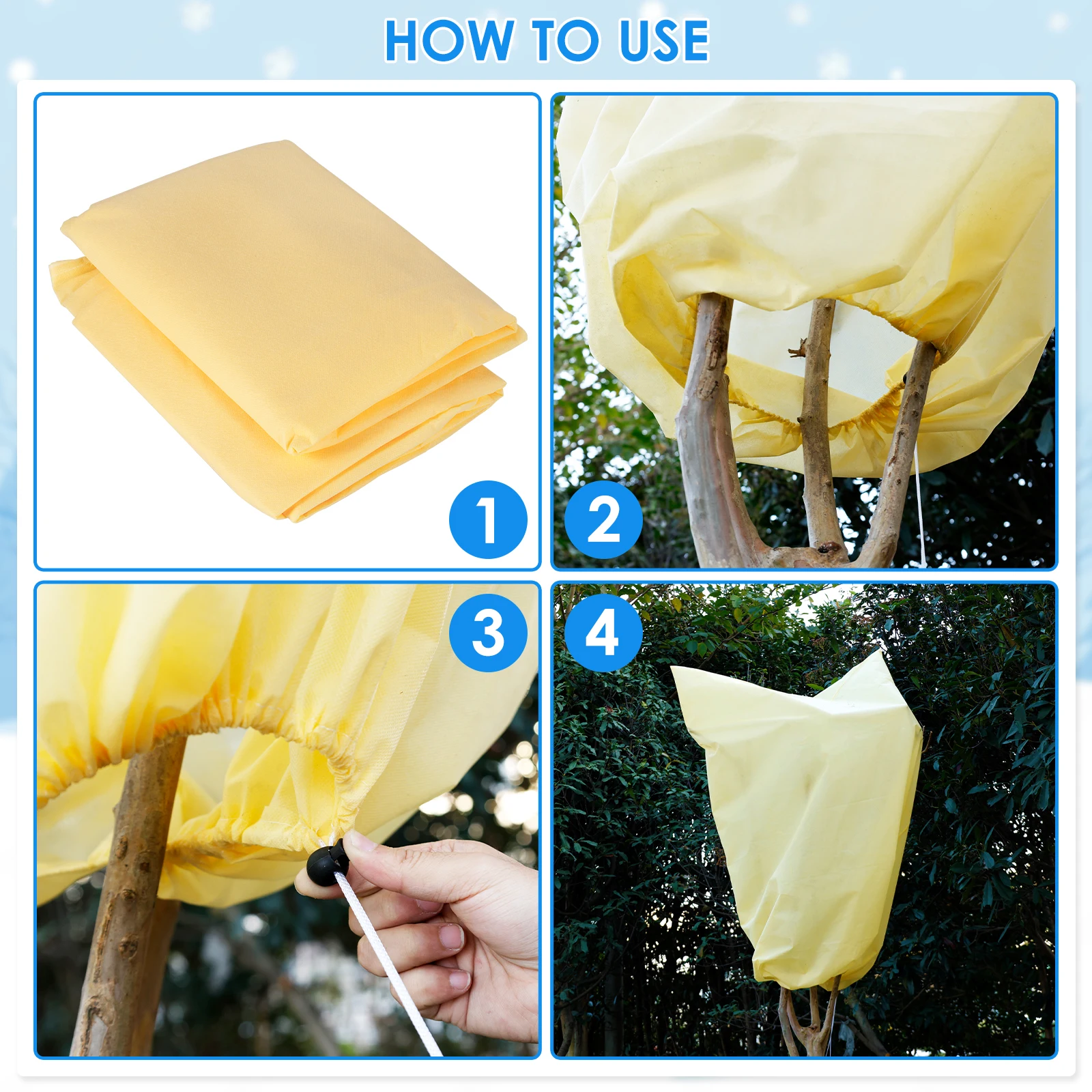 2Pcs Plant Frost Protection Cover Non Woven Winter Warm Cover with Drawstring Tree Shrub Plant Protecting Bag Garden Accessories