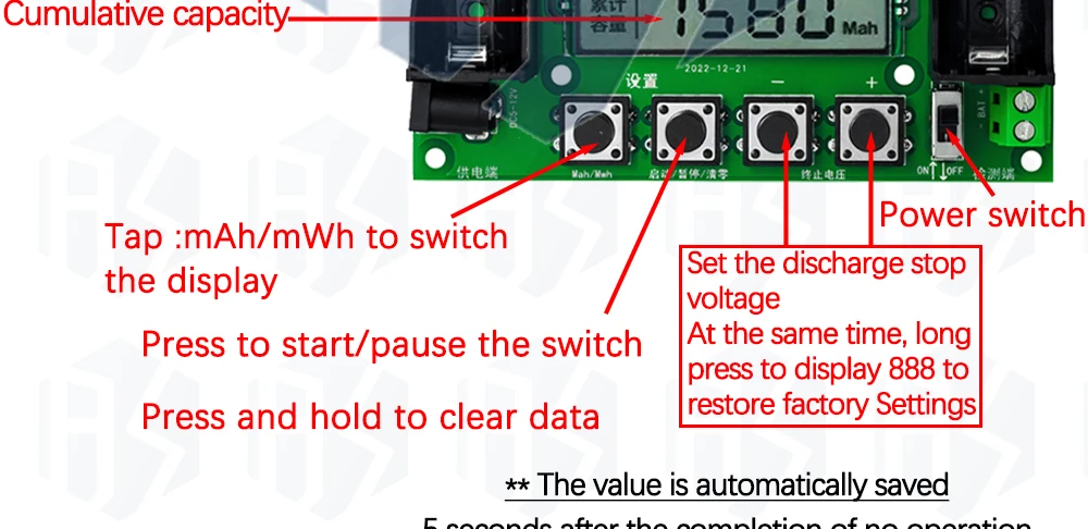 18650 Lithium-Batterie-Kapazitäts tester Modul hochpräzise XH-M239 LCD-Digital anzeige echte Kapazität Modul mah/mwh Messung – Detail 11