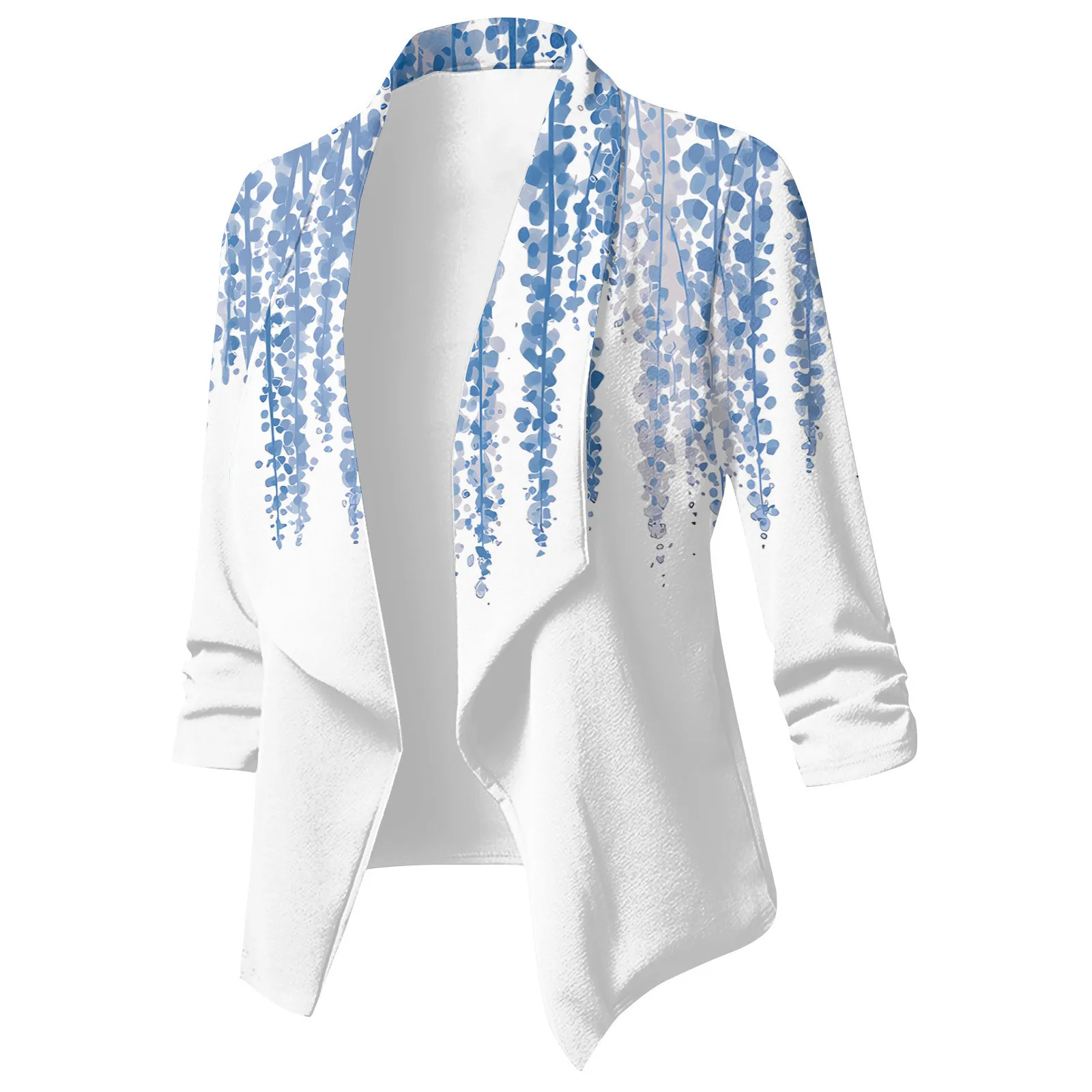 

Women'S Elegant Blazer Temperament Printed Lapel Slim Ladies Suit Jacket Lightweight Business Work Cardigan Open Front Cardigan