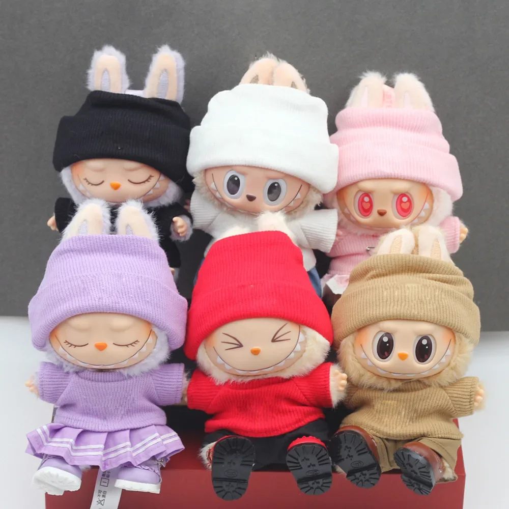 Conjunto de suéter y sudadera con capucha Labubu de 15 a 17 cm