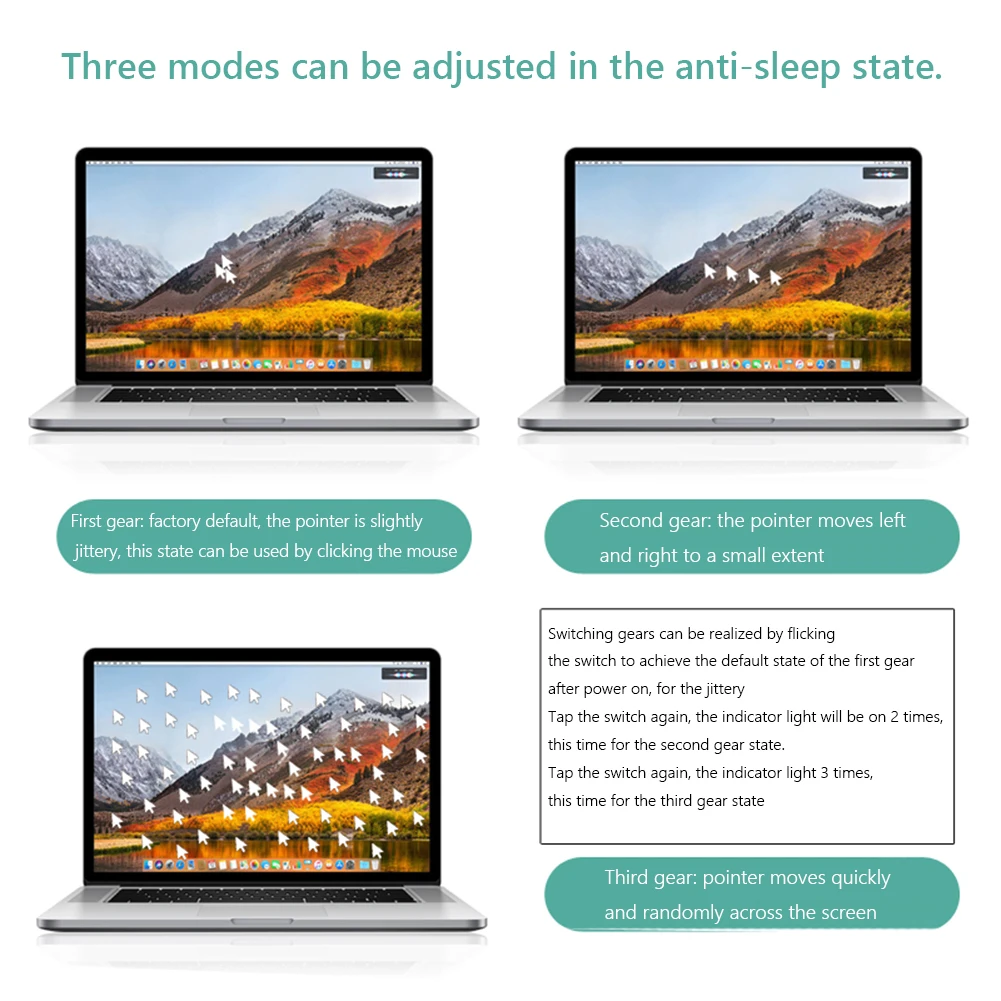 USB Type-C Mouse Jiggler Automatic Mover Simulate Mouse Movement for PC Laptop Keeps Computer Awake ON/Off Button