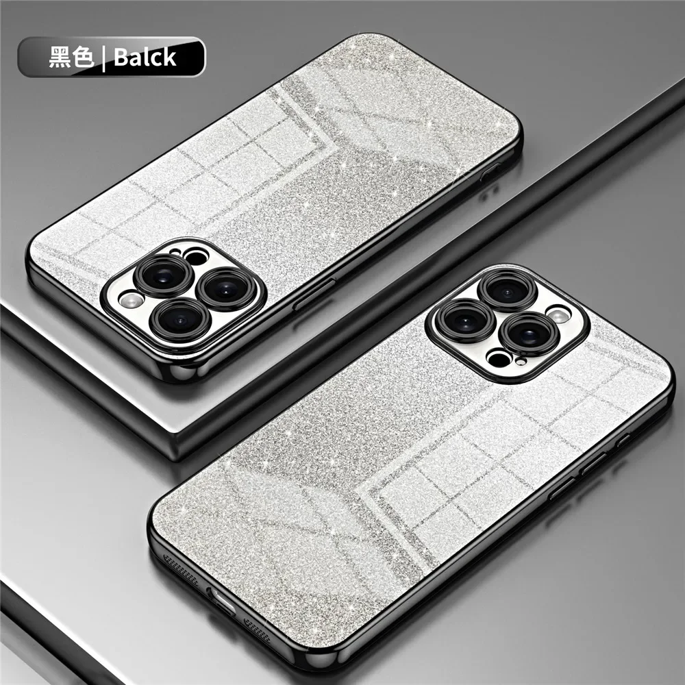 thumbnail image 1 of Funda enchapada de lujo con purpurina para iPhone, 15, 14 Pro Max, 13, 11 Pro Max, 12 Mini, XR, X, XS, 7, 8 Plus, SE, 2020, suave, a prueba de golpes, 1 of 5