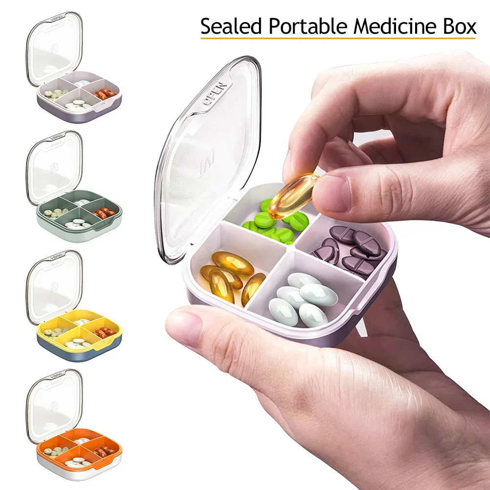 Waterproof 4/6 Grid Sealed Portable Medicine Box Transparent Medicine Multi-functional Subpackage Medicine Box Storage Box