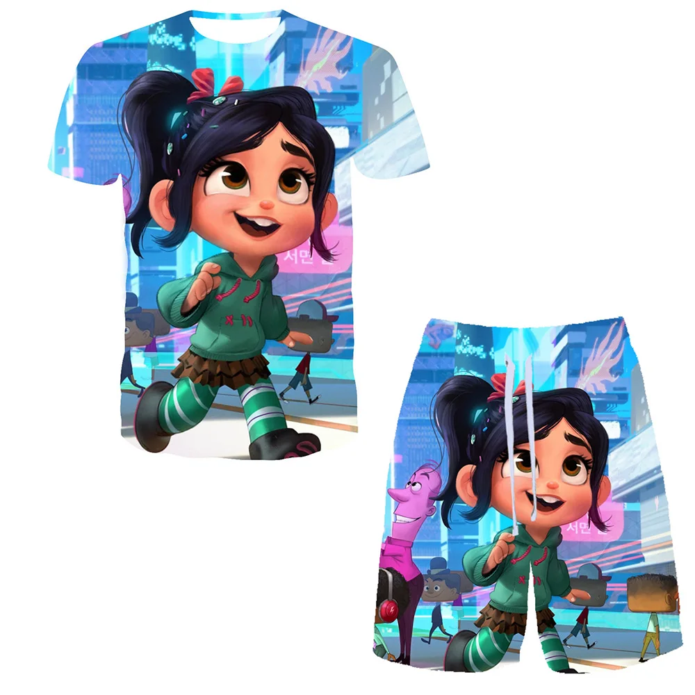 

Disney Wreck-It Ralph 3D Printed Women Men T-shirt Sets Kids Casual Breathable Clothing Harajuku Beach Shorts Sets