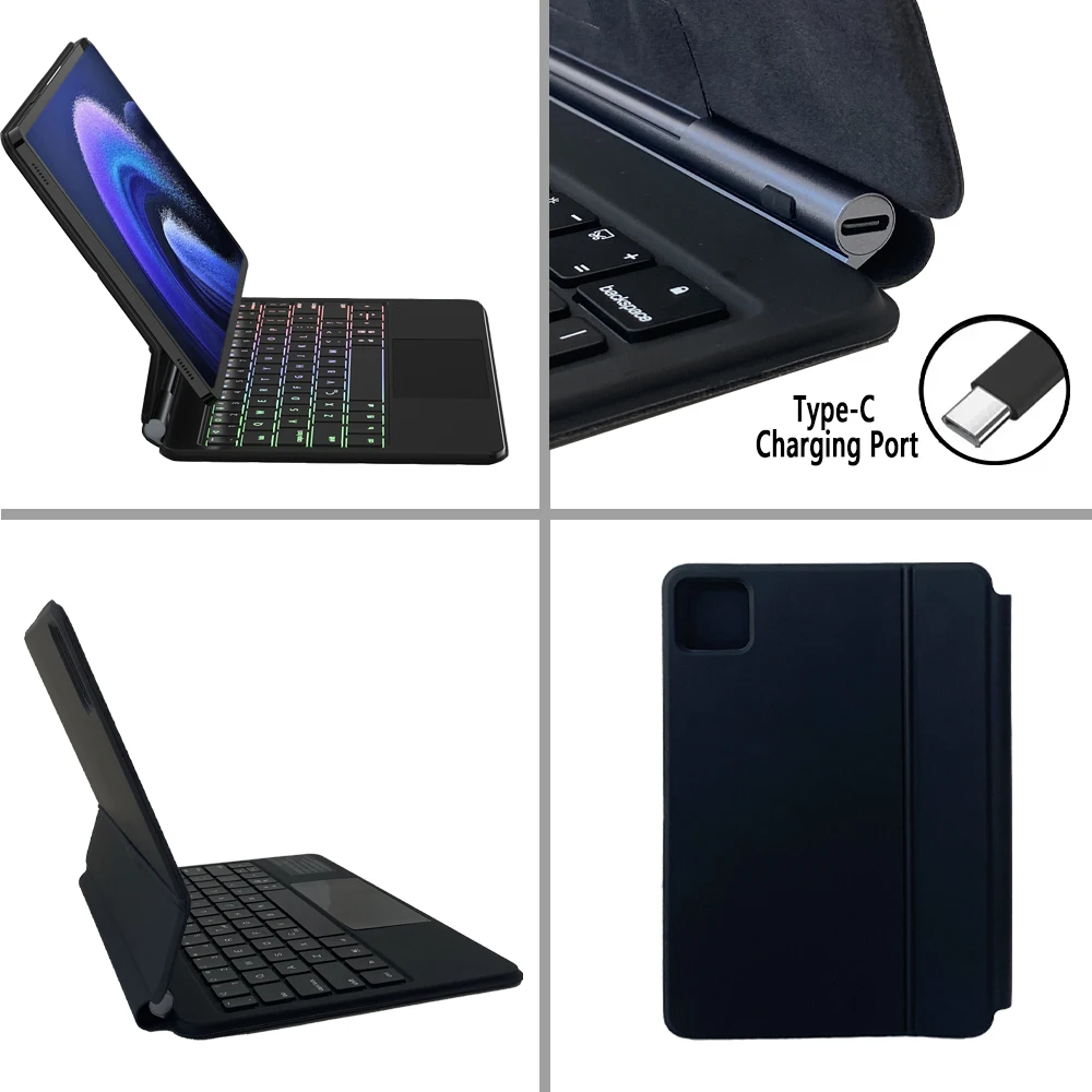 Фото Волшебная клавиатура для Xiaomi Pad 6 Pro 11 2023 Mipad 6 Mipad6 русский корейский испанский AZERT немецкий иврит арабский волшебный чехол с клавиатурой №4