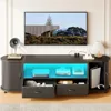 TV Stand for 65 70 Inch Tv, Entertainment Center with Power Outlets and Led, 2 Fabric Drawers Tv Stand with 2 Cabinets 1