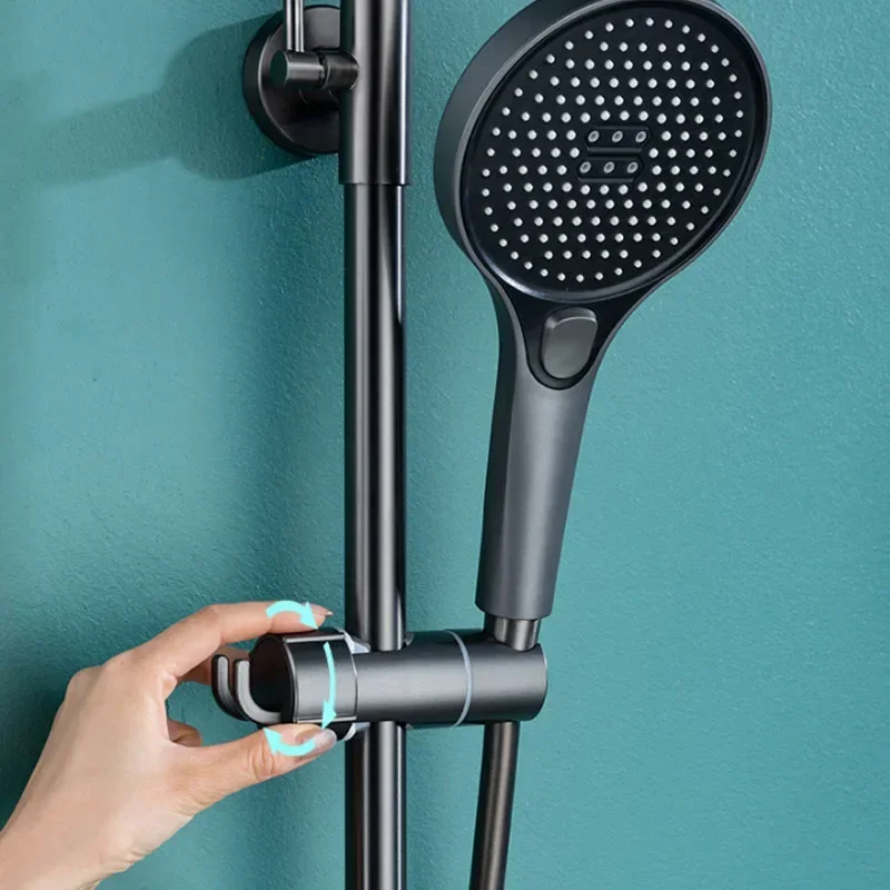 Adjustable ABS Shower Head Holder Shower Holder Clamp Showerhead Rail Slide Bracket Bathroom Accessories Rotation Hook Design 6