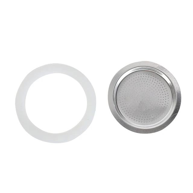 Guarnizioni Per Caffettiera Espresso - 3 Anelli Silicone + Filtro Acciaio, Per 6 Tazze - Foto 6