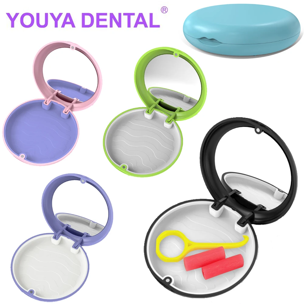 

1Pcs Dental False Fake Teeth Retainer Denture Case Orthodontic Aligner Clear Braces Medicine Box Lady Jewelry Box with Mirror