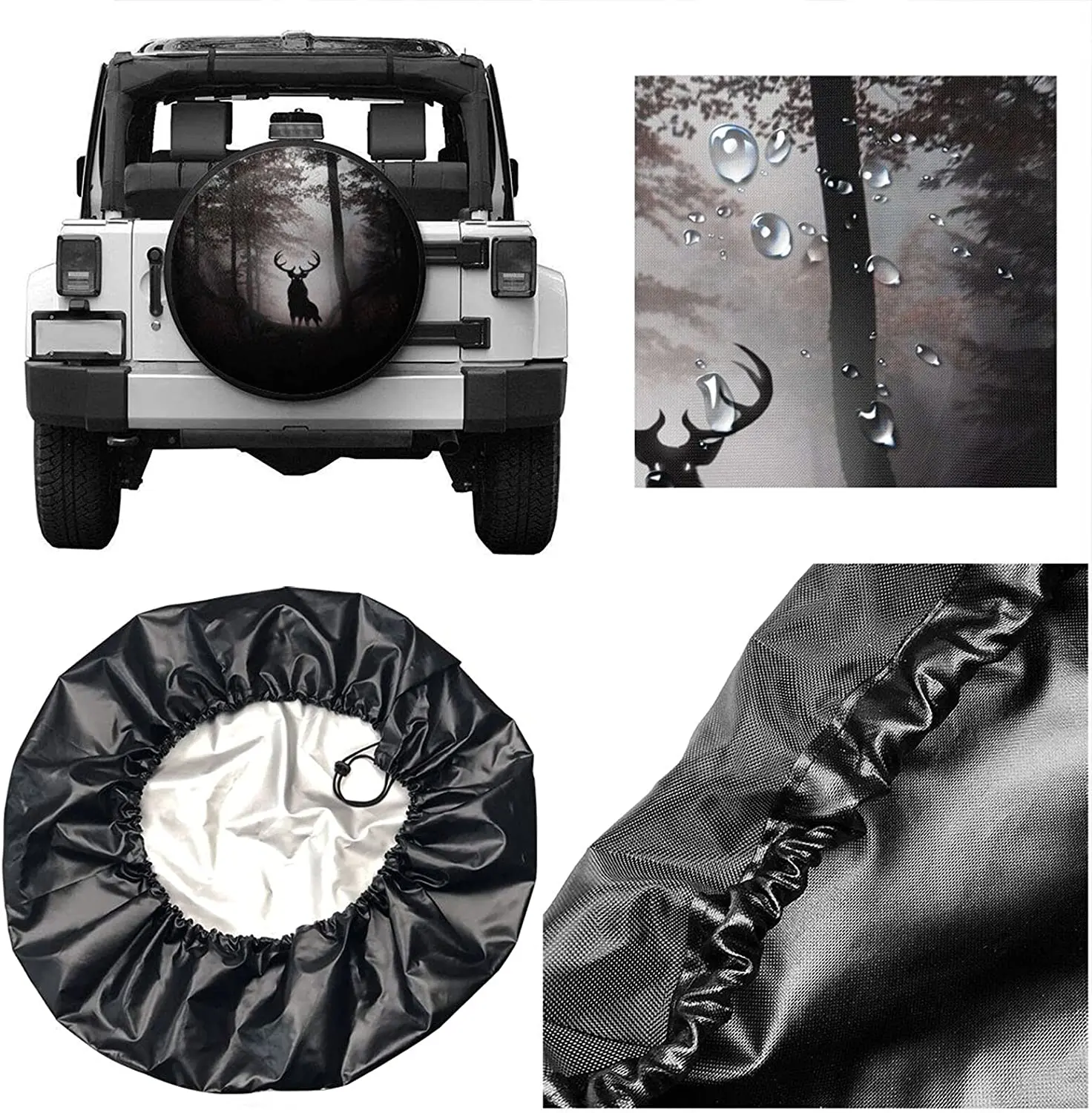 Delumie Rv Spare tire Covers Deer Fantasy Potable Polyester Universal Spare  Wheel Tire Cover Wheel Covers for Trailer RV SUV Tru AliExpress