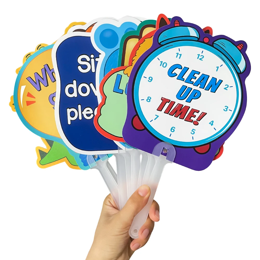 8Pcs Classroom Management Signs Handheld Teacher Paddles 4