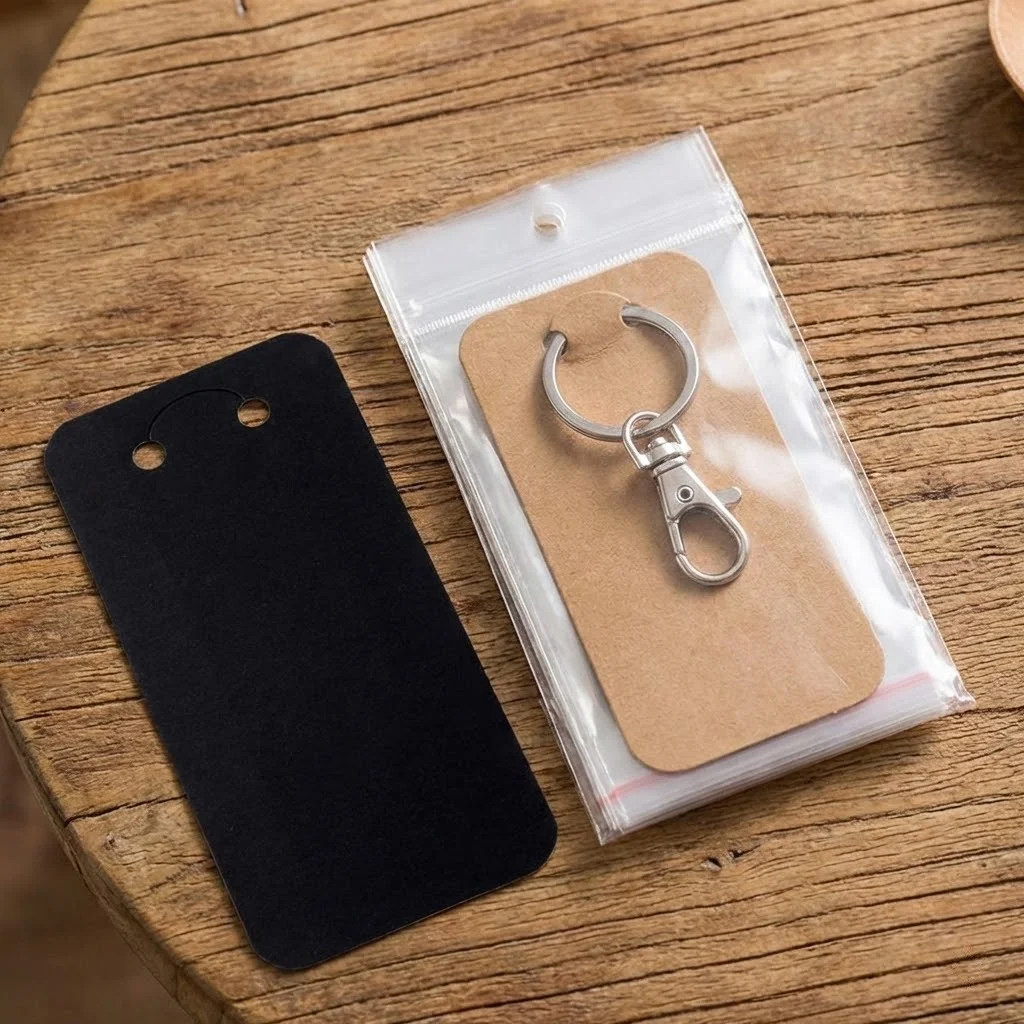 20er-Set Schlüsselanhänger-Kartenhalter, Papier-Schlüsselring-Organizer mit selbstverschließenden Beuteln für die Schmuckverpackung – Detail 1